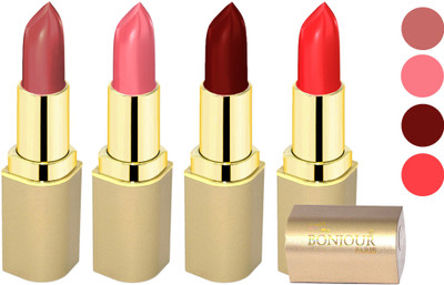 

Bonjour Paris Soft Creame Matte Lipstick(Light Mauve-Burnt Amber-Maroon-Light Red, 16.8 g)