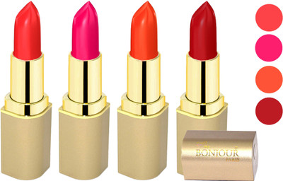 

Bonjour Paris Soft Creame Matte Lipstick(Light Red-Hot Pink-Dark Orange-Dark Red, 16.8 g)