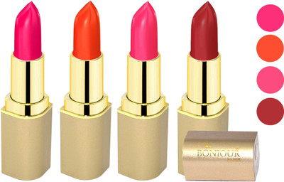 

Bonjour Paris Soft Creame Matte Lipstick(Hot Pink-Dark Orange-Pink-Brick, 16.8 g)