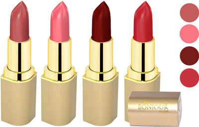 

Bonjour Paris Soft Creame Matte Lipstick(Light Mauve-Burnt Amber-Maroon-Cherry, 16.8 g)