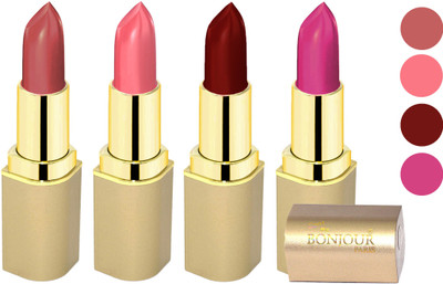 

Bonjour Paris Soft Creame Matte Lipstick(Light Mauve-Burnt Amber-Maroon-Purple, 16.8 g)