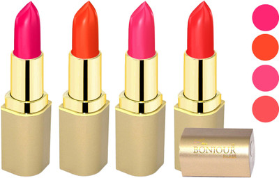 

Bonjour Paris Soft Creame Matte Lipstick(Hot Pink-Dark Orange-Pink-Sweet Red, 16.8 g)