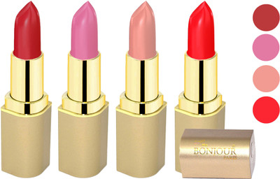 

Bonjour Paris Soft Creame Matte Lipstick(Cherry-New Pink-Light Nude-Red, 16.8 g)