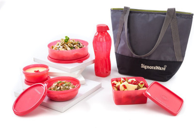 

Signoraware Sling Bling 5 Containers Lunch Box(1750 ml), Red