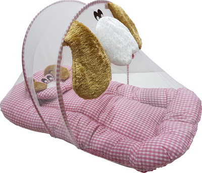 

GoodStart Cotton Checks Printed Toddler Mattress with Mosquito Net, Pink, 0-12 Months(Pink)