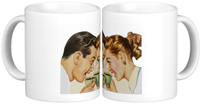 

Exoctic Silver Love Couple Anniversary Painting Series001 Ceramic Mug(300 ml, Pack of 2), Multicolor