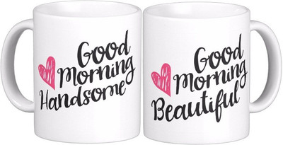 

Exoctic Silver Good Morning Couple - Marriage Anniversary Ceramic Mug(300 ml, Pack of 2), Multicolor