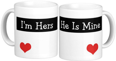 

Exoctic Silver Couple Anniversary Love Series 005 Ceramic Mug(300 ml, Pack of 2), Multicolor