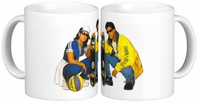 

Exoctic Silver Filmy Couple Love n Anniversary X SRK n Kajol in KKHH Ceramic Mug(300 ml, Pack of 2), Multicolor