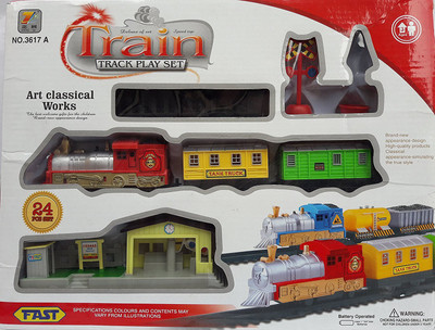 

Three Mask Train Track play set 24 Pcs with Battery(Multicolor)
