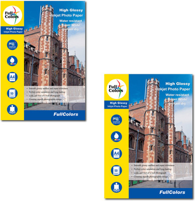 

Full Colors Full Colors 135gsm High Glossy Inkjet Photo Paper Inkjet Photo Paper A4 Photo Paper Plain A4 Photo Paper(Set of 2, White)