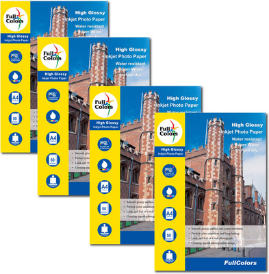 

Full Colors Full Colors 135gsm High Glossy Inkjet Photo Paper A4 Photo Paper Plain A4 Photo Paper(Set of 4, Multicolor)