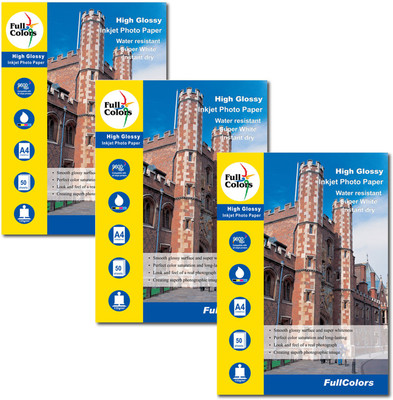 

Full Colors Full Colors 135gsm High Glossy Inkjet Photo Paper Inkjet Photo Paper A4 Photo Paper Plain A4 Photo Paper(Set of 3, White)