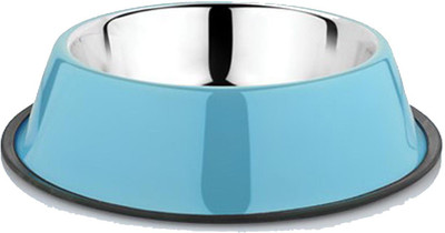 

HM Steels Dog Bowl Round Stainless Steel Pet Bowl(250 ml Blue)