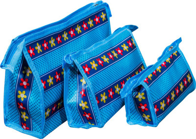 

S-MAX Travelling Set of 3 pouch , Bag ,Travel Toiletry Cosmetic Makeup Bag Organizer Pouch(Blue)
