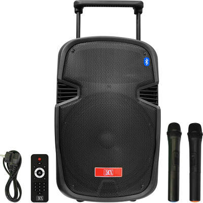 

MX 3715 15 inches Portable Multimedia Trolley Speaker With Speaker stand and Built-in Amplifier Battery Bluetooth Usb Radio Fm Sd Card Aux Input & 2 Wireless Microphone Remote Indoor, Outdoor PA System(200 W)