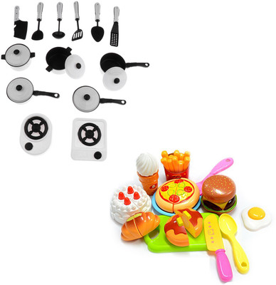 

Speoma food and white chef kitchen set role play toy set for kids (combo)