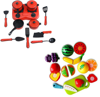 

Speoma fruits cutting and red chef role play toy set for kids (combo)