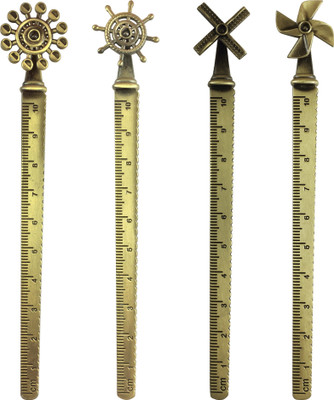 

Bag of Small Things Designer Metal Ruler Bookmark Set of 4 Bronze Mix Ruler(Set of 4, Gold)