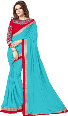 

Elevate Women Embroidered Daily Wear Georgette Saree(Light Blue)