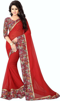 Laxmi Fashion Self Design Bollywood Georgette Saree(Red)