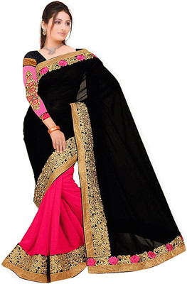 

Reya Embroidered Fashion Georgette Saree(Black), Multicolor