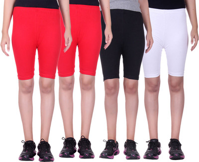 

Alisha Short For Girls Sports Solid Cotton Lycra Blend(Multicolor, Pack of 4, Black;red;white