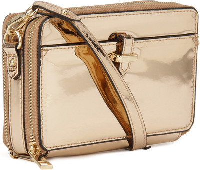 

Accessorize Women Evening/Party Pink, Gold PU Sling Bag, Gold;pink