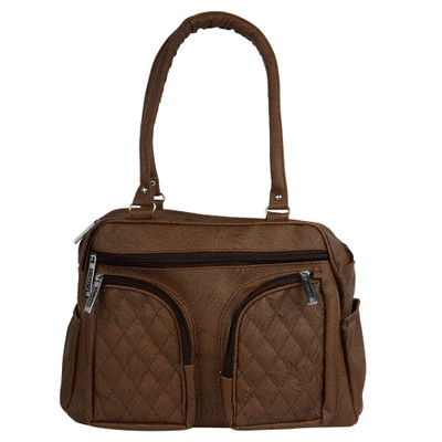

HUSSIE Girls Casual Brown Leatherette Hand-held Bag