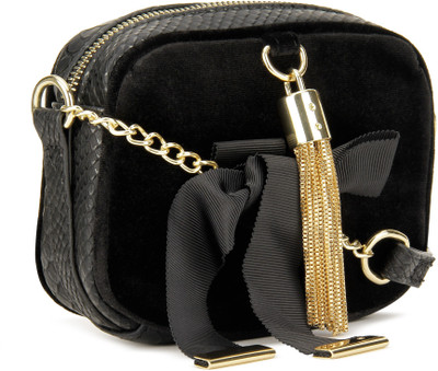 

Accessorize Women Casual Black Velvet, PU Sling Bag