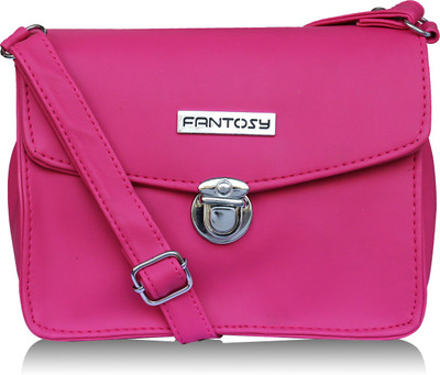 

Fantosy Women Casual Pink Leatherette Sling Bag