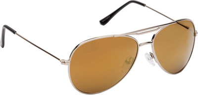 64 OFF on Provogue Aviator Sunglasses Golden on Flipkart