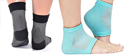 

ZYLOCARE Blue and Black (2PAIR) CRACKED HEEL REPAIR Foot Treatment Heel Pain Relief Heel Protector DEAD SKIN REMOVER SILICON GEL HEEL SOCKS Heel Support (Free Size, Black, Blue)