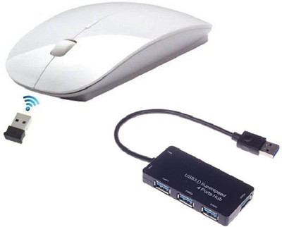 

ROQ USB 3.0 Super Speed 4 Port Hub With Ultra Slim Mouse 3.0 USB Hub(White, Black)