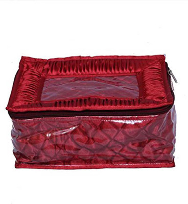 

ShopyBucket Maroon Fabric Jewellery Organizer With 12 Pouches Makeup , Jewellery, etc. Vanity Box(Maroon)