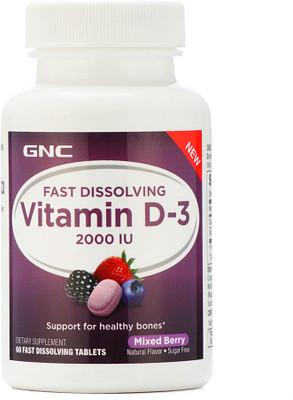 

GNC Vitamin D 3 Fast Dissolving Mixed Berry Support for Healthy Bones(60 No)