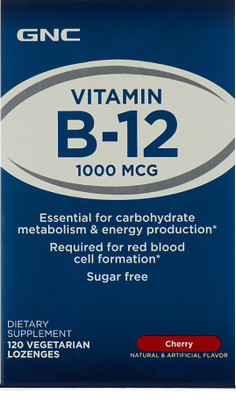 

GNC Vitamin B12 1000 mcg Lozenges Essential for the Metabolism of Carbohydrates(1 mg)