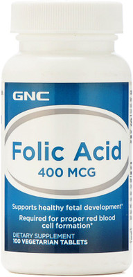 

GNC Folic Acid 400 MCG Vegetarian Tablets(0.4 mg)