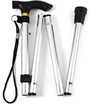 

Iktu Automatic Magnetic Snap-Out Folding Crutch Walking Cane Folding Stick with Adjustable Length (33-37 Inch) (Silver) Walking Stick