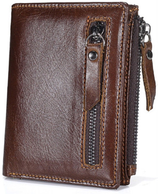 

CONTACTS Men Brown Genuine Leather Wallet(7 Card Slots)