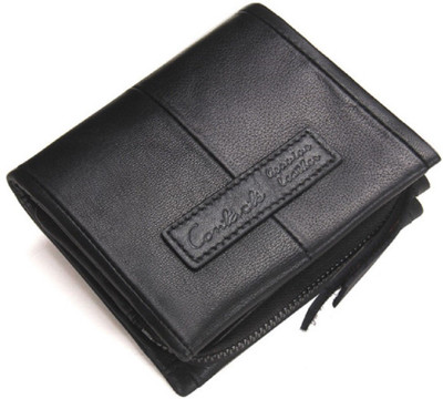 

CONTACTS Men Black Genuine Leather Wallet(6 Card Slots)