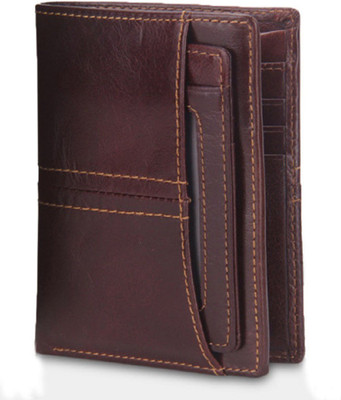 

CONTACTS Men Brown Genuine Leather Wallet(13 Card Slots)
