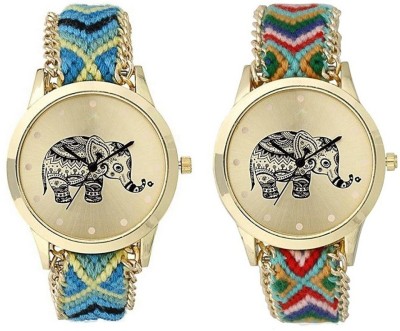 Talgo New Arrival Red Robin Season Special RRMULTIHATHIDORI2 New Arrival 2018 Latest Fancy Collection For Combo Of 2 Stylish look Exclusive Elephant Design In Gold Round Dial & Treditional Look multicolour Stylish Synthetic Belt Friendship Bracelet RRMULTIHATHIDORI2 Watch  - For Girls   Watches  (Talgo)