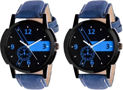 Miss Perfect Leather Blue 003 pack of 2 combo for boys watches Watch  - For Boys   Watches  (Miss Perfect)