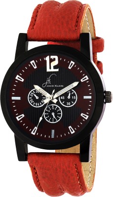 Jack Klein Elegant Black Dial Red Strap quartz Analogue Wrist Watch Watch  - For Men   Watches  (Jack Klein)