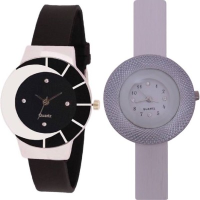 INDIUM NEW BLACK AND WHITE PS0520PS black white color fancy beautiful glass watch with white glory round beautiful techture on dial for women Watch Watch  - For Girls   Watches  (INDIUM)