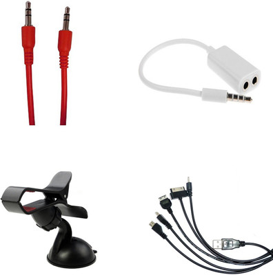 

MINIFOX AUX CABLE, 3.5MM AUDIO, 5IN1 CABLE, MOBILE HOLDER Combo Set