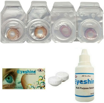 

Eyeshine Brown And Violet Color Contact Lens 2 Pair With Case And Solution(0 Power) Monthly Contact Lens(0, BROWN, VIOLET, Pack of 4)