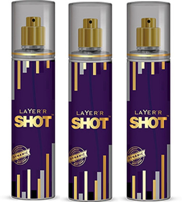 

Layerr Shot Gold Series Dynamic Perfume Body Spray Pack of 3 Combo (135ML each) Perfume Body Spray - For Men(405 ml, Pack of 3)