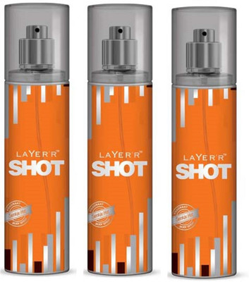

Layerr Shot Smokin Hot Perfume Body Spray Pack of 3 Combo (135ML each) Perfume Body Spray - For Men(405 ml, Pack of 3)